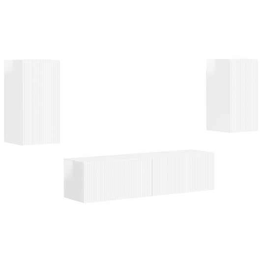 vidaXL Σετ επίπλου τηλεόρασης 4 pcs Υψηλής γυαλάδας λευκό