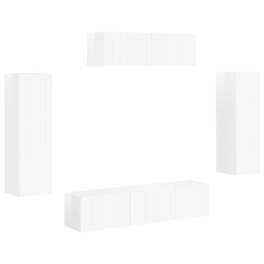 vidaXL Ντουλάπι TV 3 pcs Υψηλής γυαλάδας λευκό