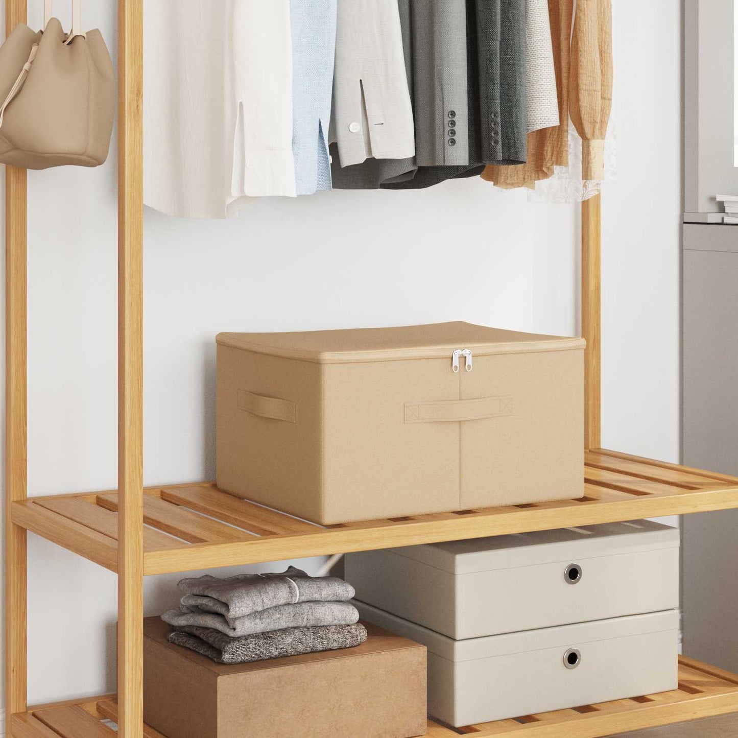 vidaXL Κουτί αποθήκευσης 6 pcs Κρεμ 43 x 34 x 23 εκ. Ύφασμα
