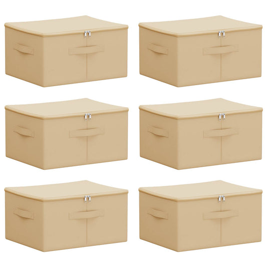 vidaXL Κουτί αποθήκευσης 6 pcs Κρεμ 50 x 30 x 25 cm Ύφασμα