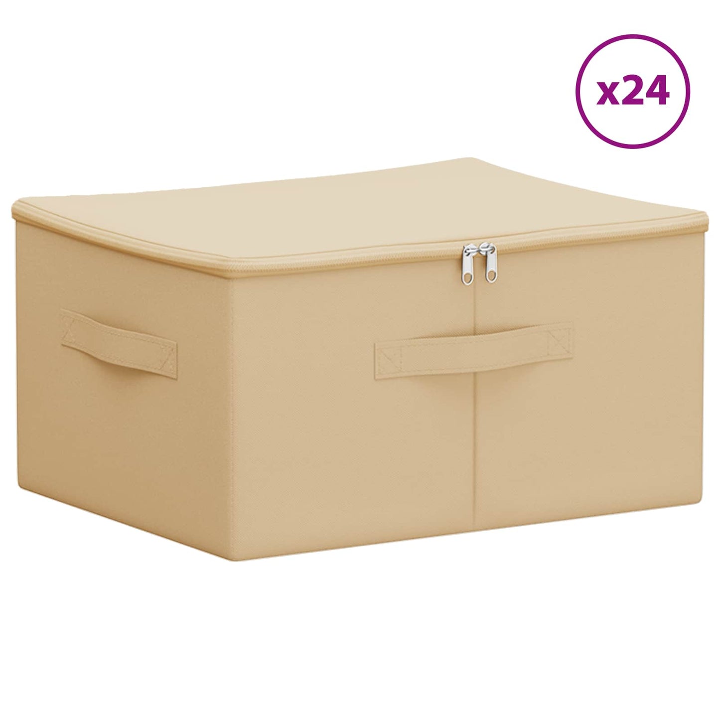 vidaXL Κουτί αποθήκευσης 24 pcs Κρεμ 50 x 30 x 25 cm Ύφασμα