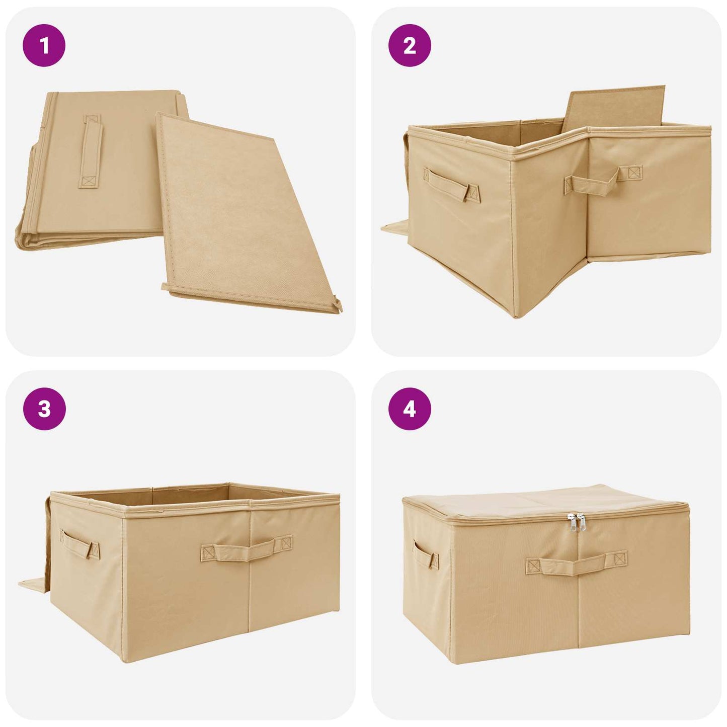 vidaXL Κουτί αποθήκευσης 24 pcs Κρεμ 50 x 30 x 25 cm Ύφασμα
