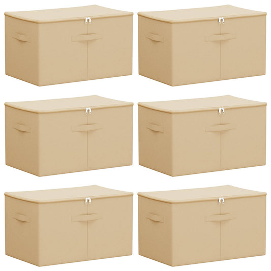 vidaXL Κουτί αποθήκευσης 6 pcs Κρεμ 55 x 35 x 32 εκ. Ύφασμα
