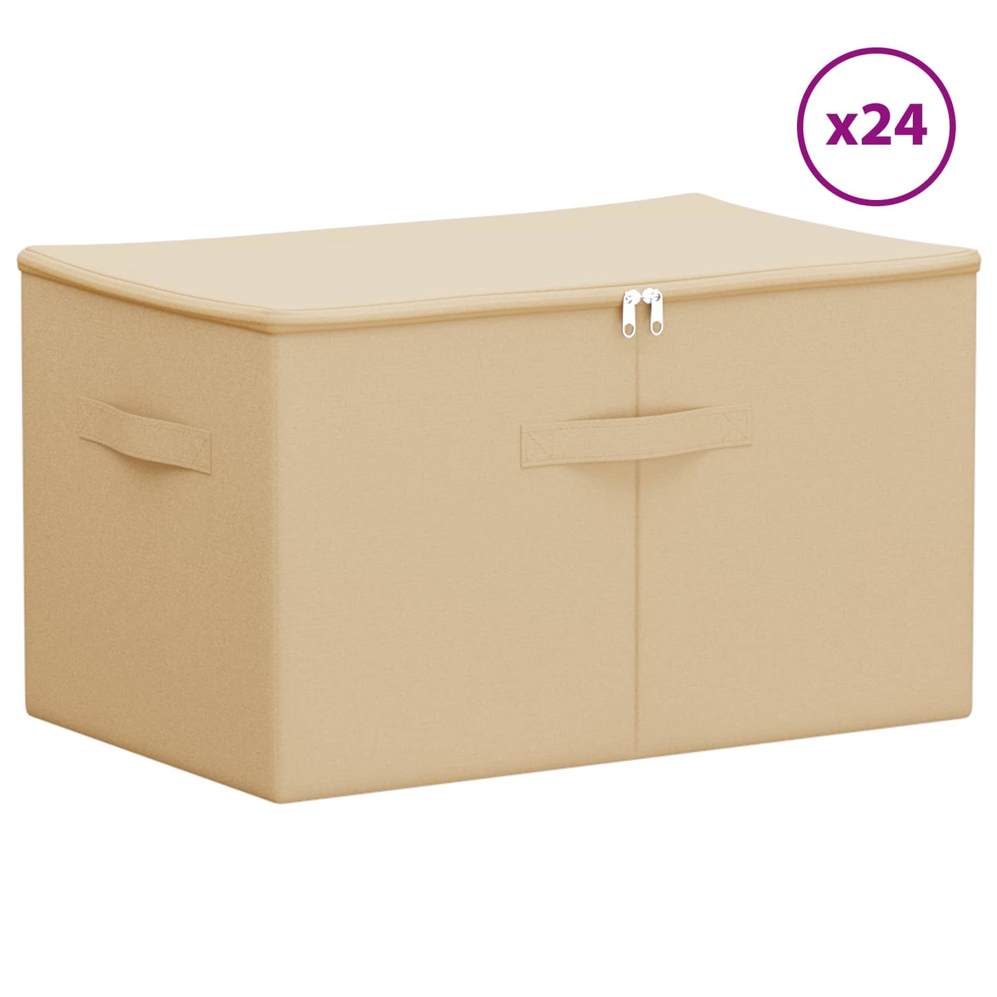 vidaXL Κουτί αποθήκευσης 24 pcs Κρεμ 55 x 35 x 32 εκ. Ύφασμα