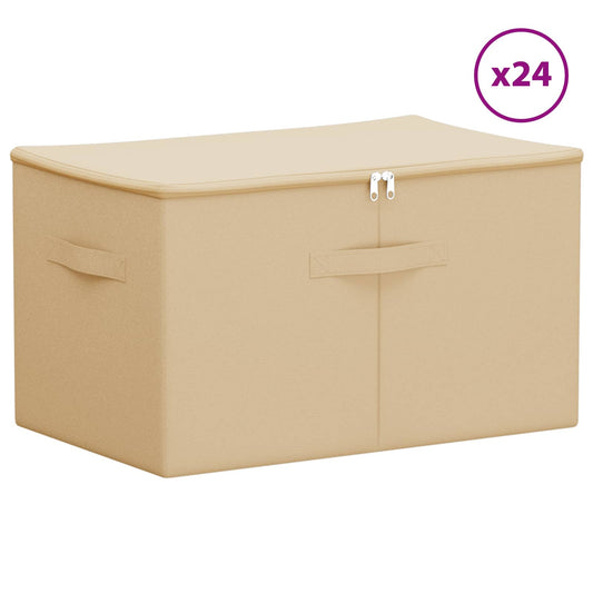 vidaXL Κουτί αποθήκευσης 24 pcs Κρεμ 55 x 35 x 32 εκ. Ύφασμα