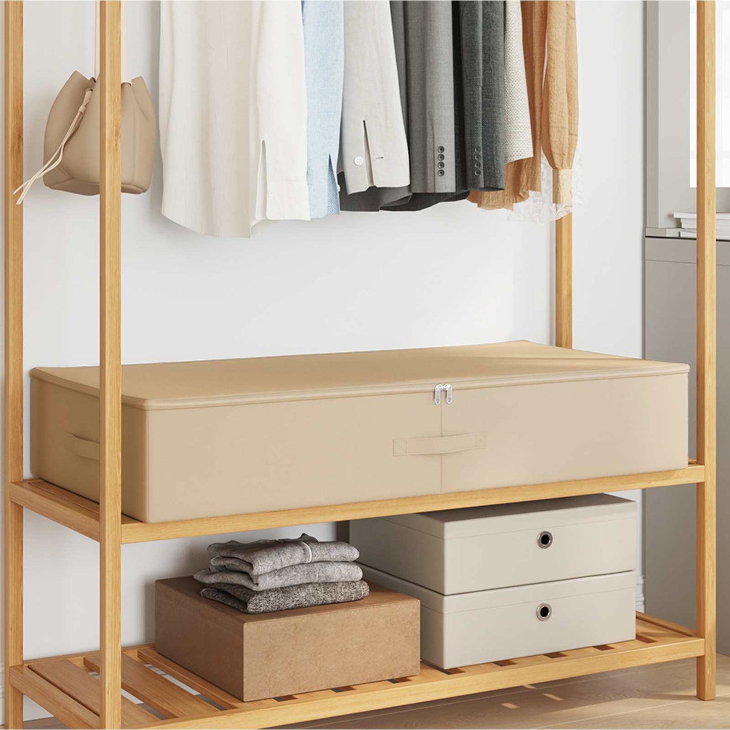 vidaXL Κουτί αποθήκευσης 6 pcs Κρεμ 100 x 50 x 18 εκ. Ύφασμα