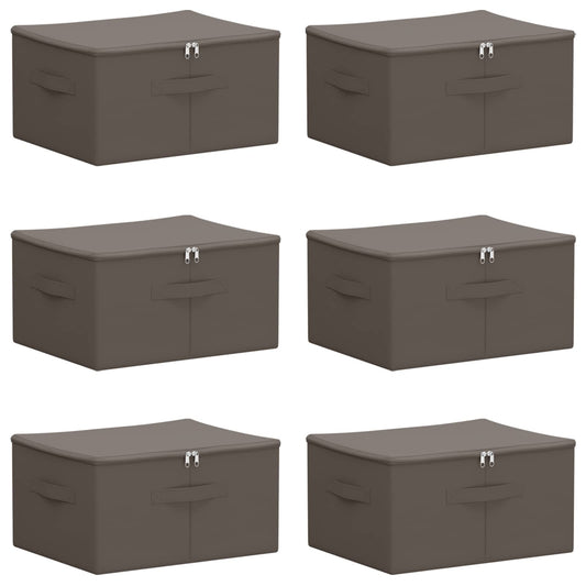 vidaXL Κουτί αποθήκευσης 6 pcs Γκρι 50 x 30 x 25 cm Ύφασμα