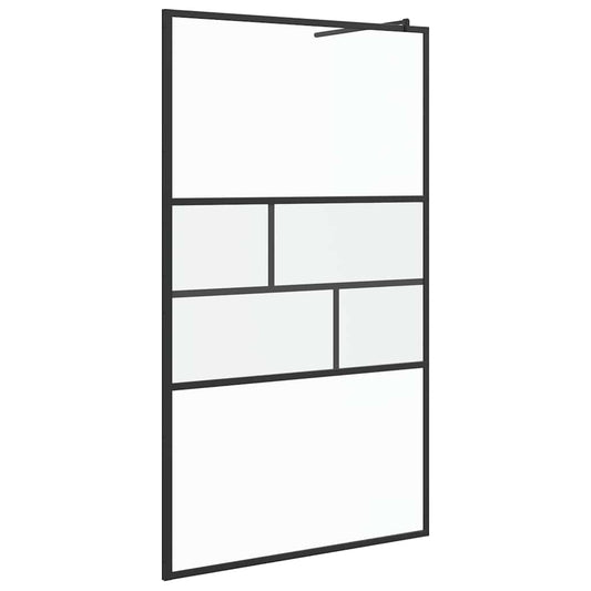 vidaXL Τοίχος Ντους Walk-in Μαύρο 115 x 195 x 0,5 εκ.