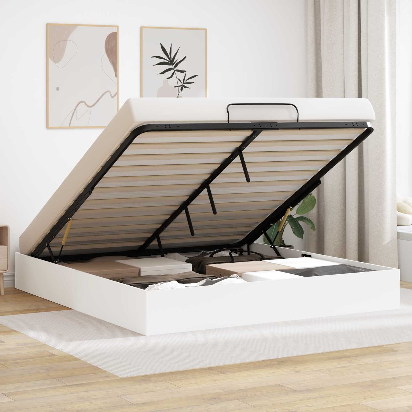 vidaXL Κρεβάτι Οθωμανικού Τύπου Λευκό 193 x 120 x 25 εκ Μοριοσανίδα