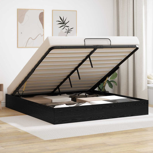 vidaXL Κρεβάτι Οθωμανικού Τύπου Μαύρη Οξυά 193 x 120 x 25 εκ