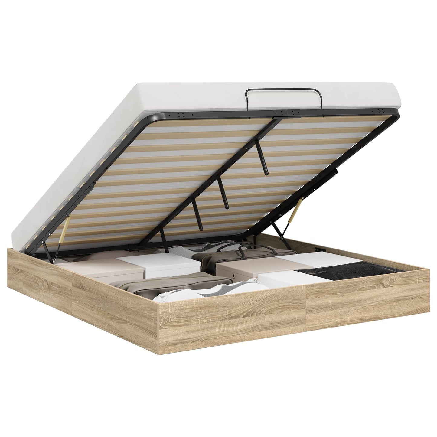 vidaXL Κρεβάτι Οθωμανικού Τύπου Δρύς Sonoma 193 x 120 x 25 εκ