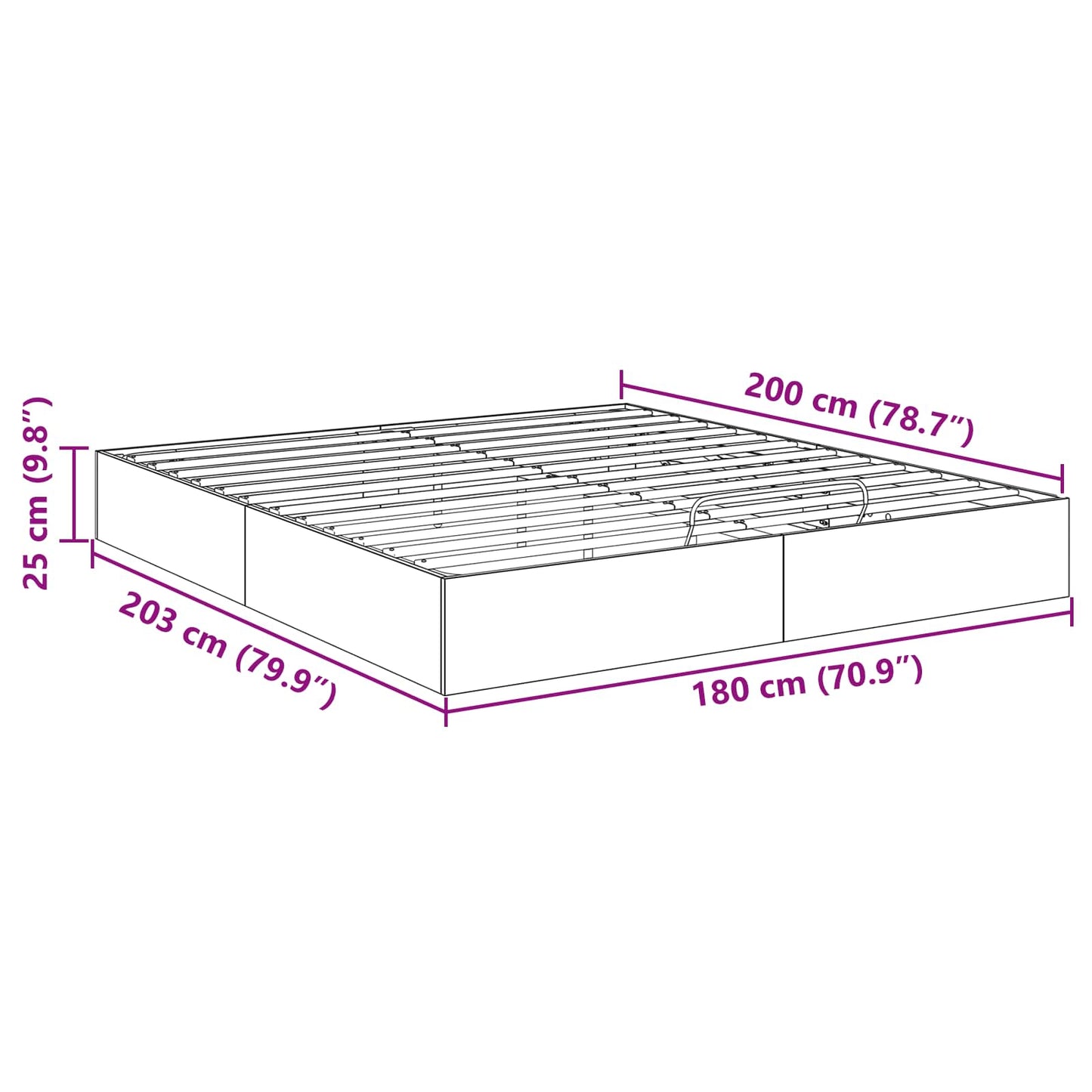 vidaXL Κρεβάτι Οθωμανικού Τύπου Δρύς Sonoma 193 x 120 x 25 εκ