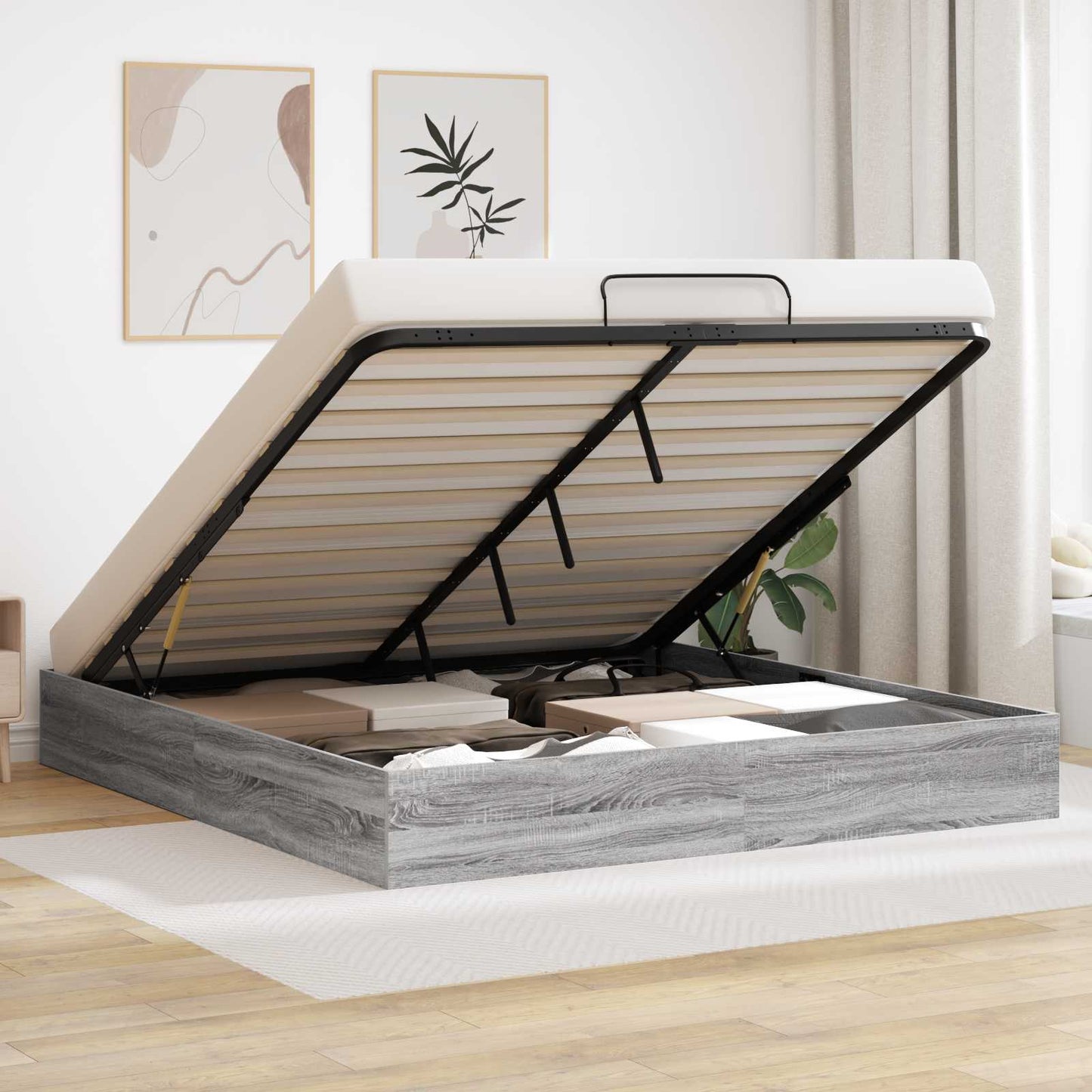 vidaXL Κρεβάτι Οθωμανικού Τύπου Γκρίζο Σονομα 193 x 120 x 25 εκ