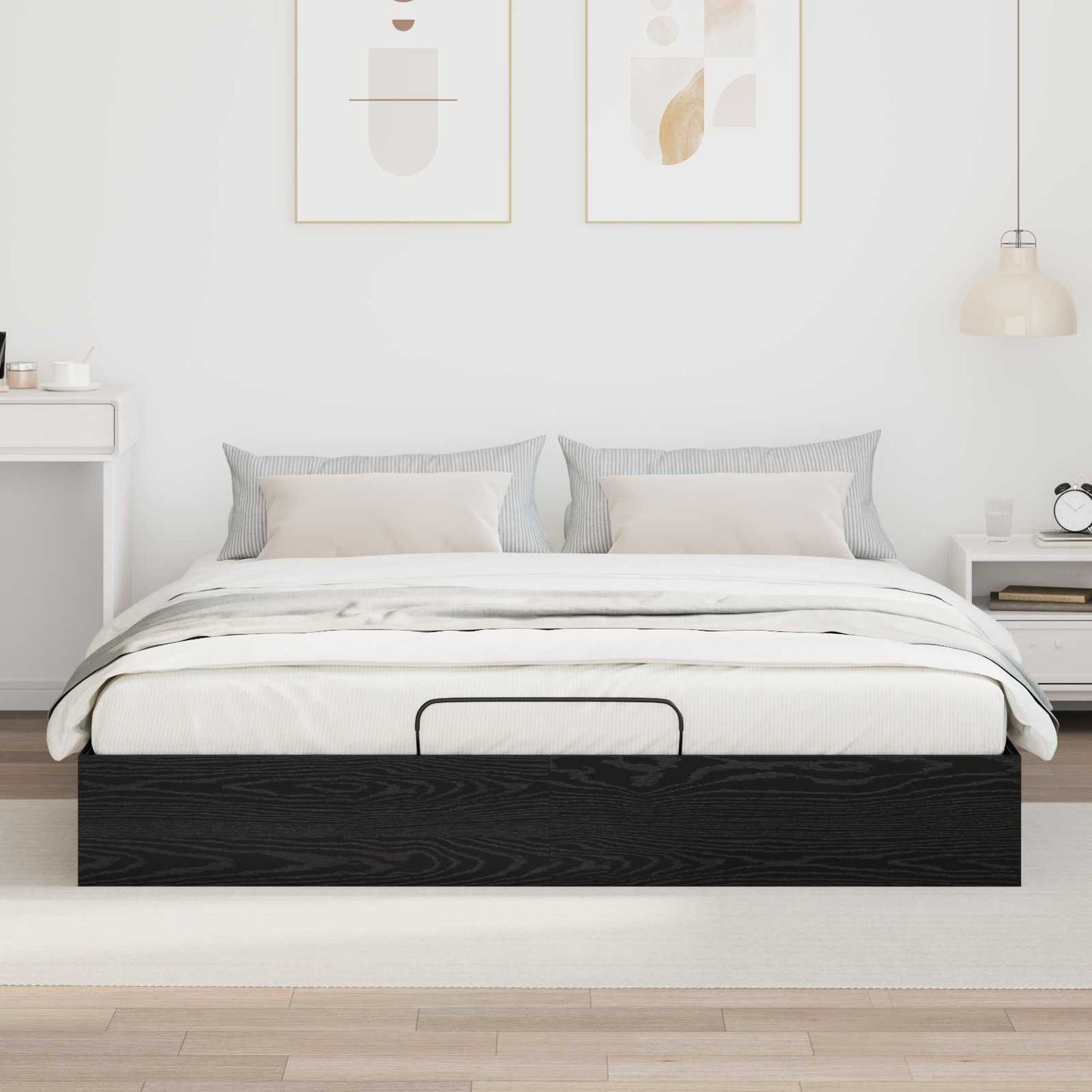 vidaXL Κρεβάτι Οθωμανικού Τύπου Μαύρη Οξυά 193 x 120 x 25 εκ