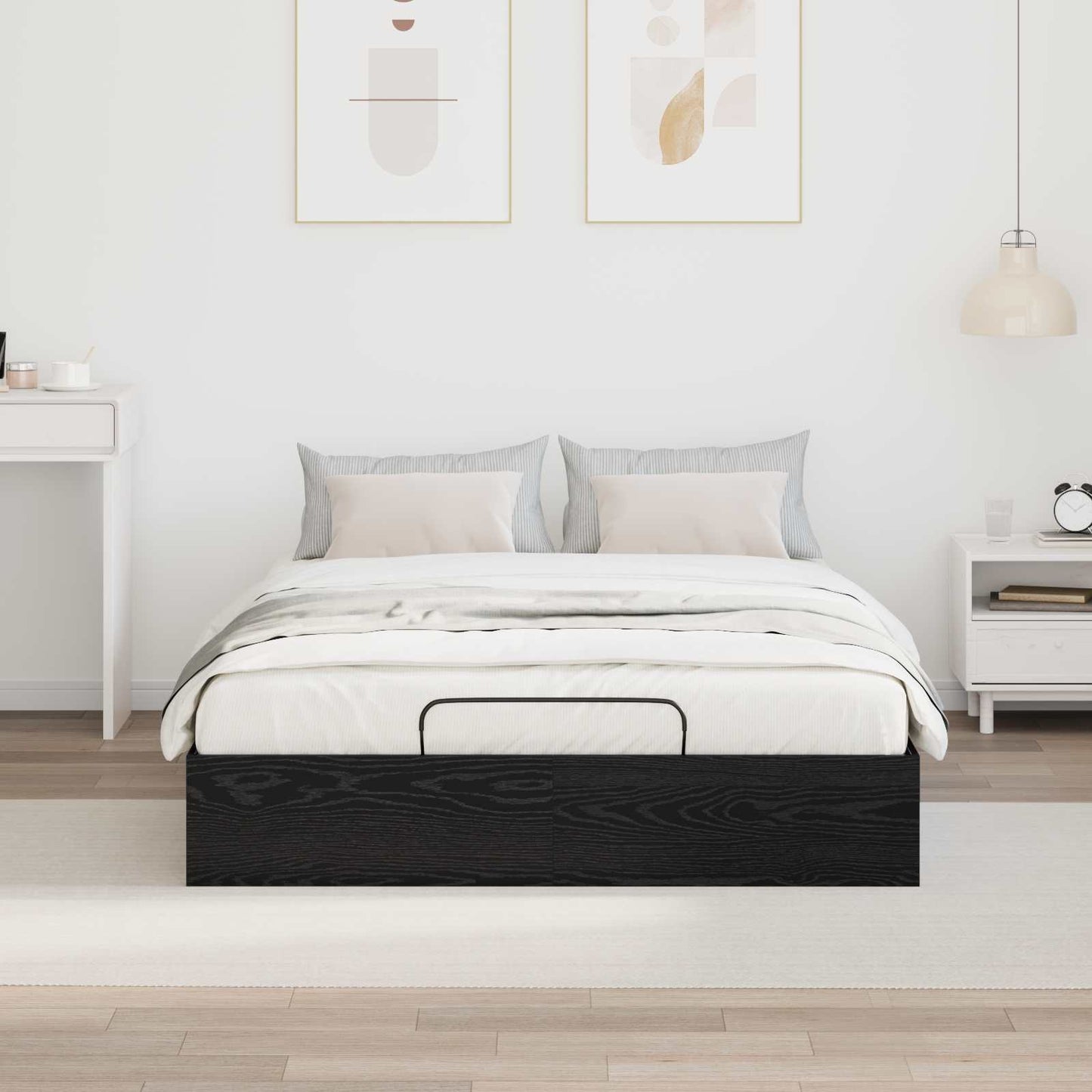 vidaXL Κρεβάτι Οθωμανικού Τύπου Μαύρη Οξυά 193 x 120 x 25 εκ