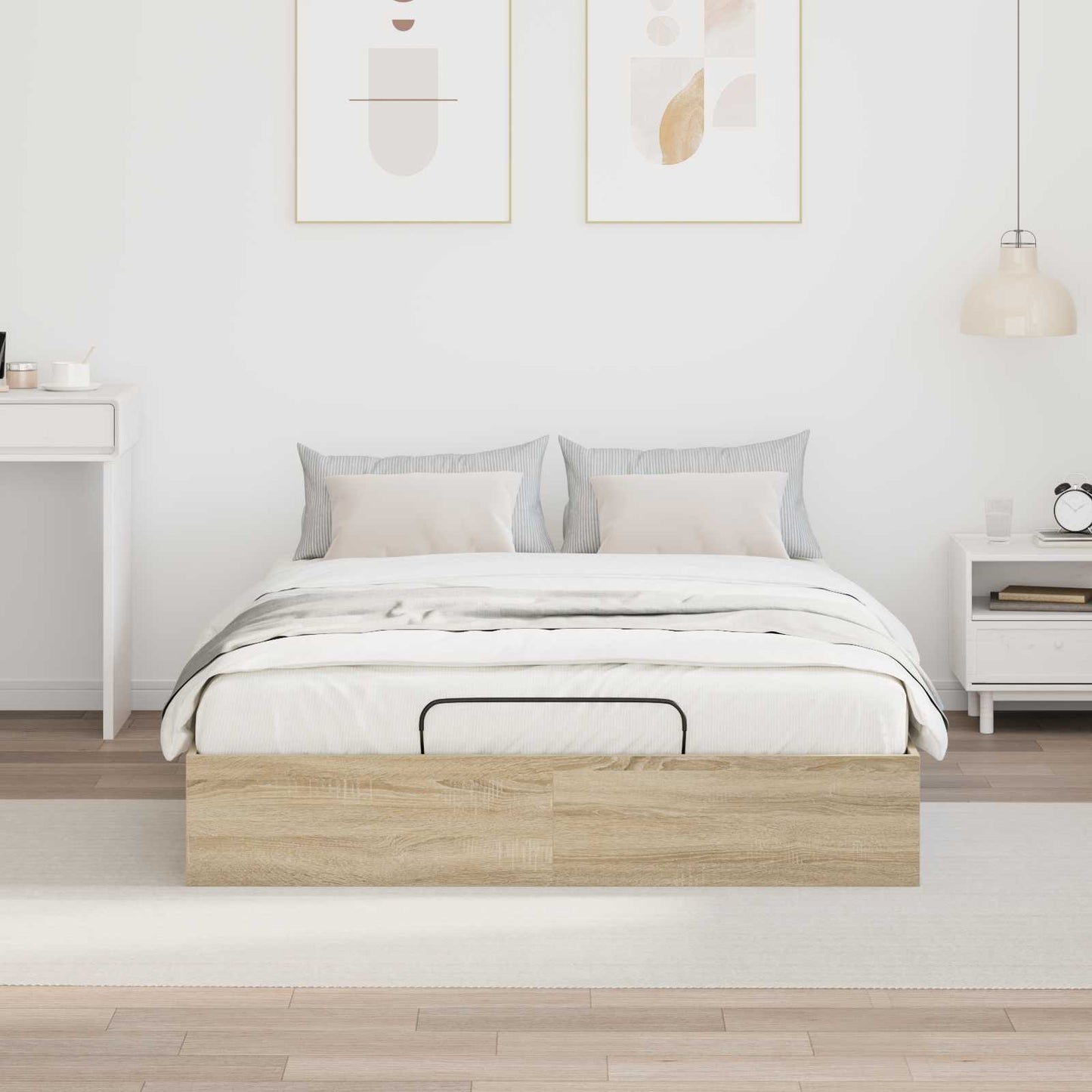 vidaXL Κρεβάτι Οθωμανικού Τύπου Δρύς Sonoma 193 x 120 x 25 εκ