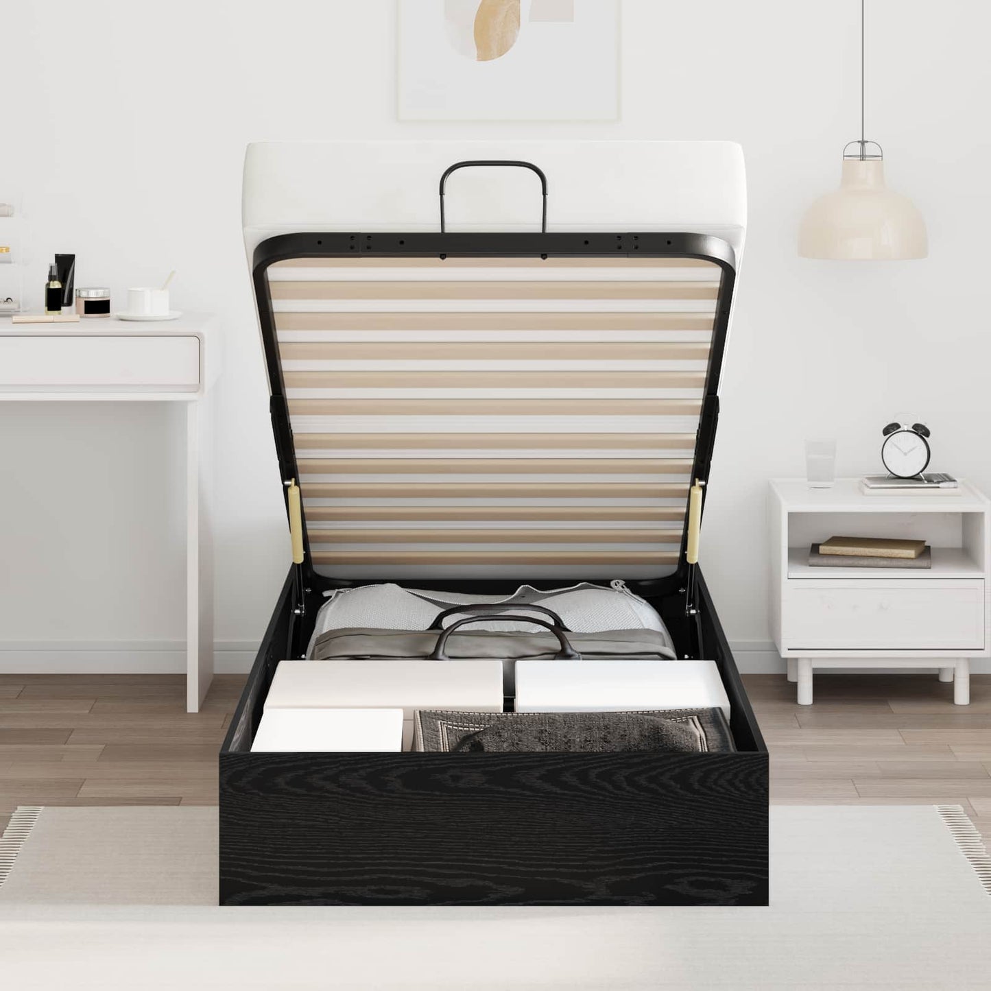 vidaXL Κρεβάτι Οθωμανικού Τύπου με αποθήκευση Μαύρη Οξυά 80,5 x 200 εκ