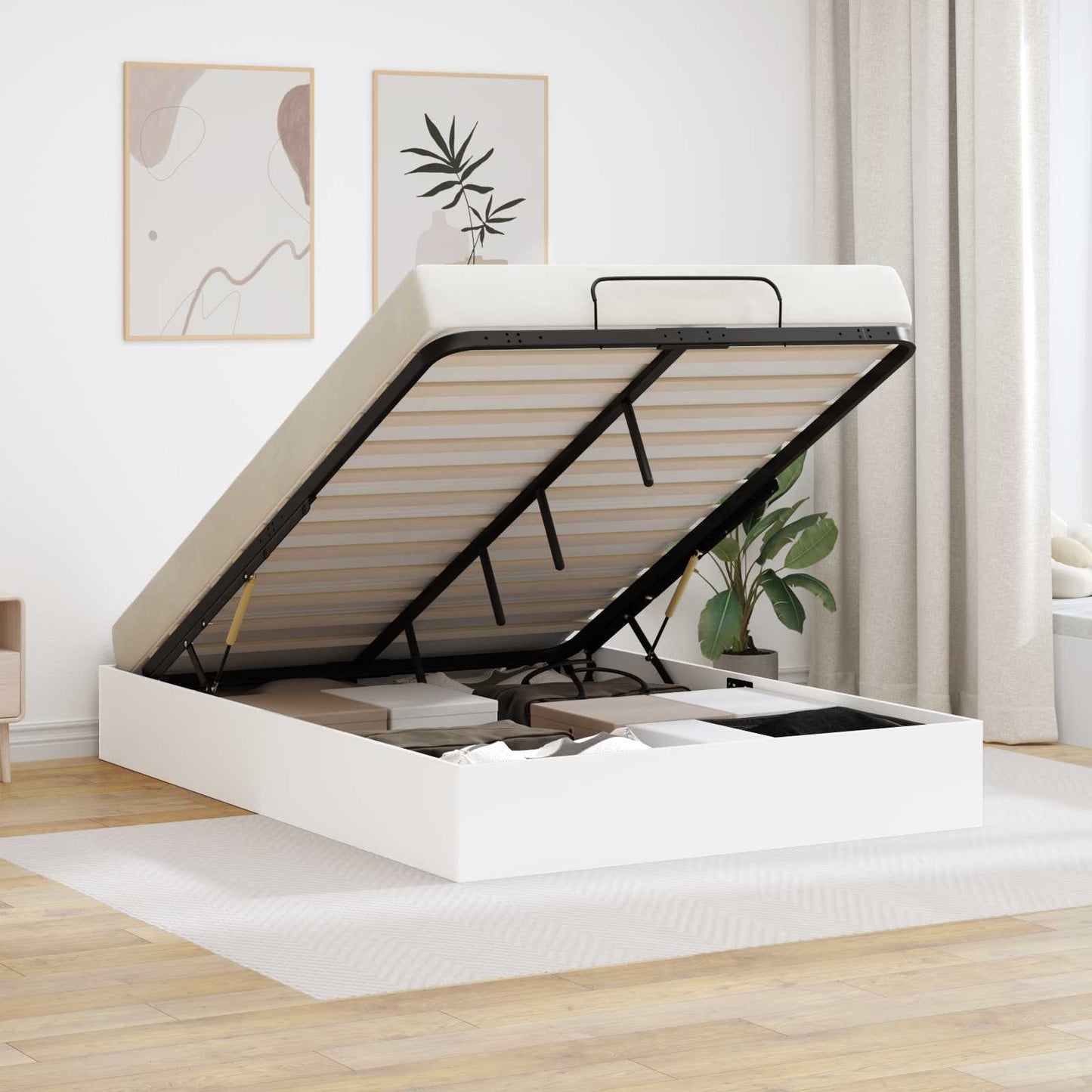 vidaXL Κρεβάτι Οθωμανικού Τύπου Λευκό 193 x 120 x 25 εκ Μοριοσανίδα