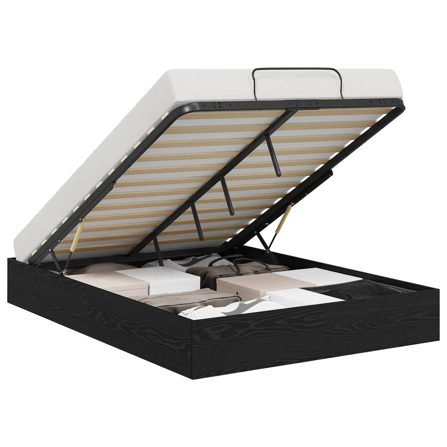 vidaXL Κρεβάτι Οθωμανικού Τύπου Μαύρη Δρυς 193 x 140 x 25 εκ