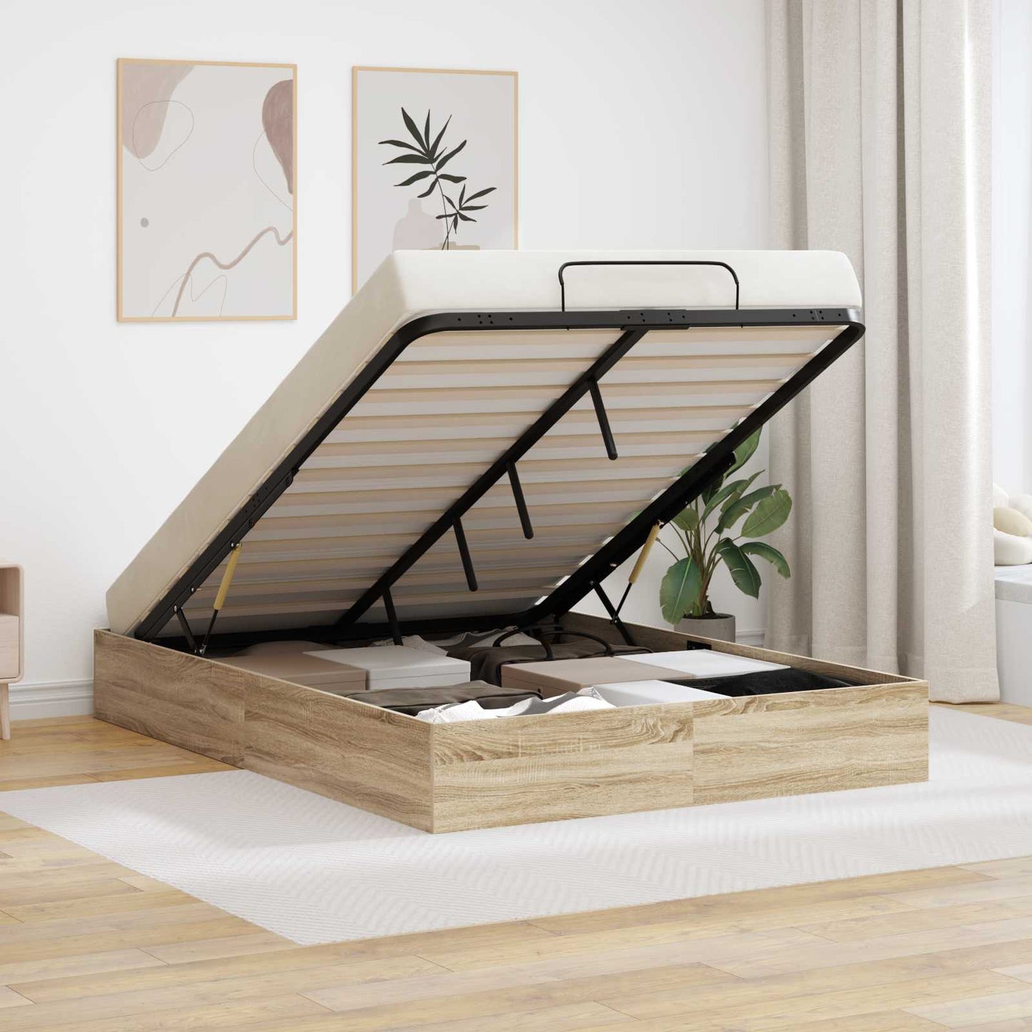 vidaXL Κρεβάτι Οθωμανικού Τύπου Δρύς Sonoma 193 x 120 x 25 εκ