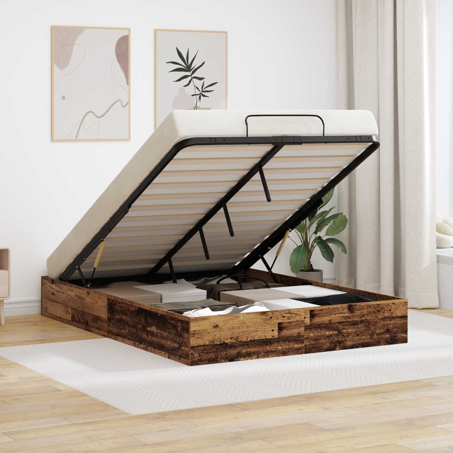 vidaXL Κρεβάτι Οθωμανικού Τύπου Παλιό ξύλο 193 x 135 x 25 εκ