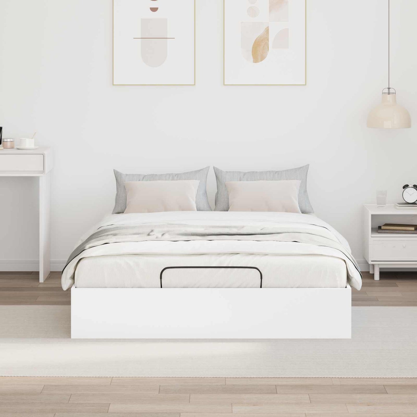 vidaXL Κρεβάτι Οθωμανικού Τύπου Λευκό 193 x 120 x 25 εκ Μοριοσανίδα