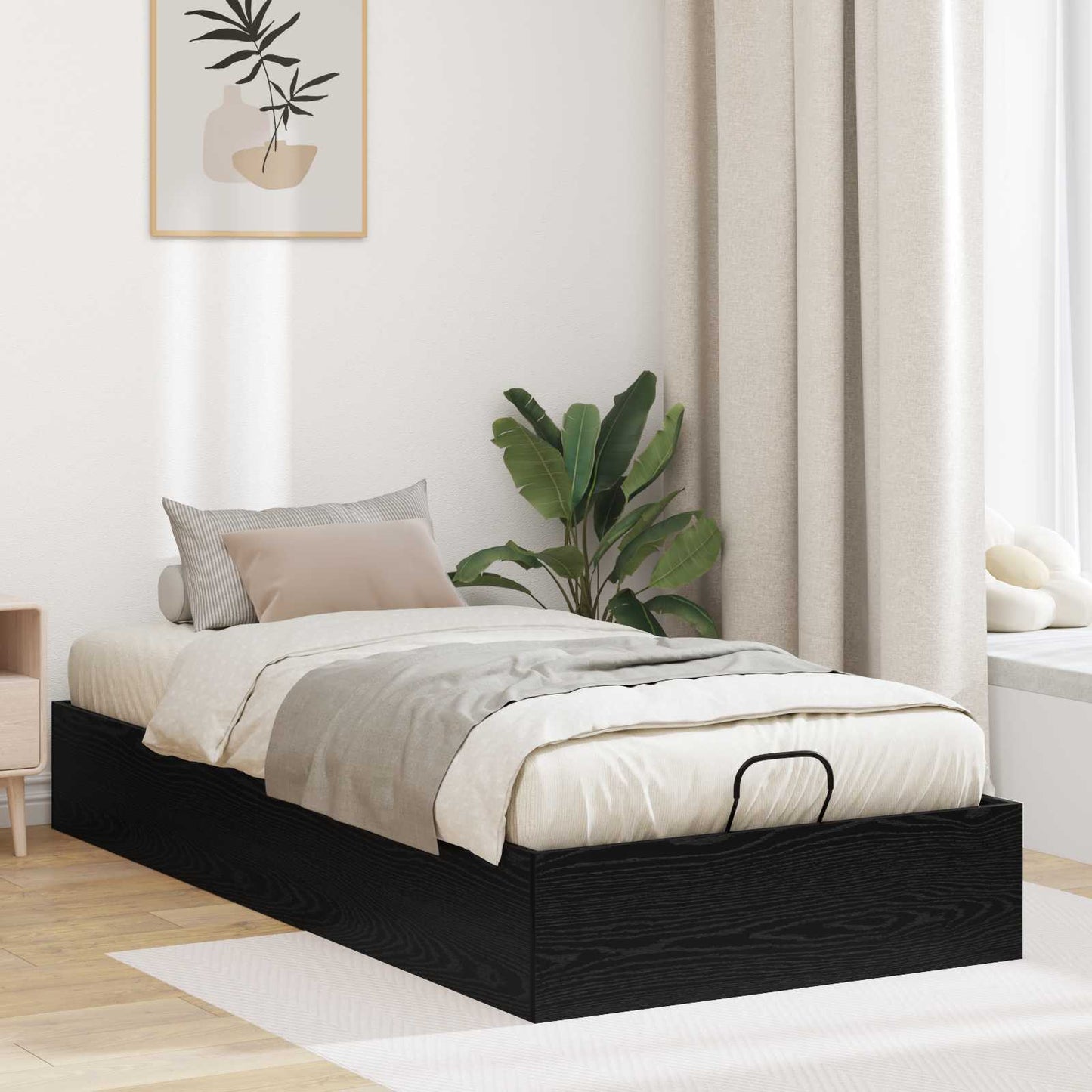 vidaXL Κρεβάτι Οθωμανικού Τύπου Μαύρη Δρυς 193 x 90 x 25 εκ