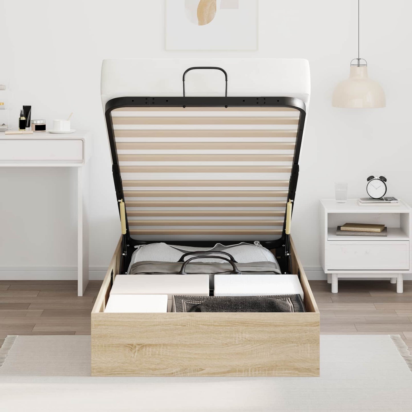 vidaXL Κρεβάτι Οθωμανικού Τύπου Δρύς Sonoma 193 x 120 x 25 εκ