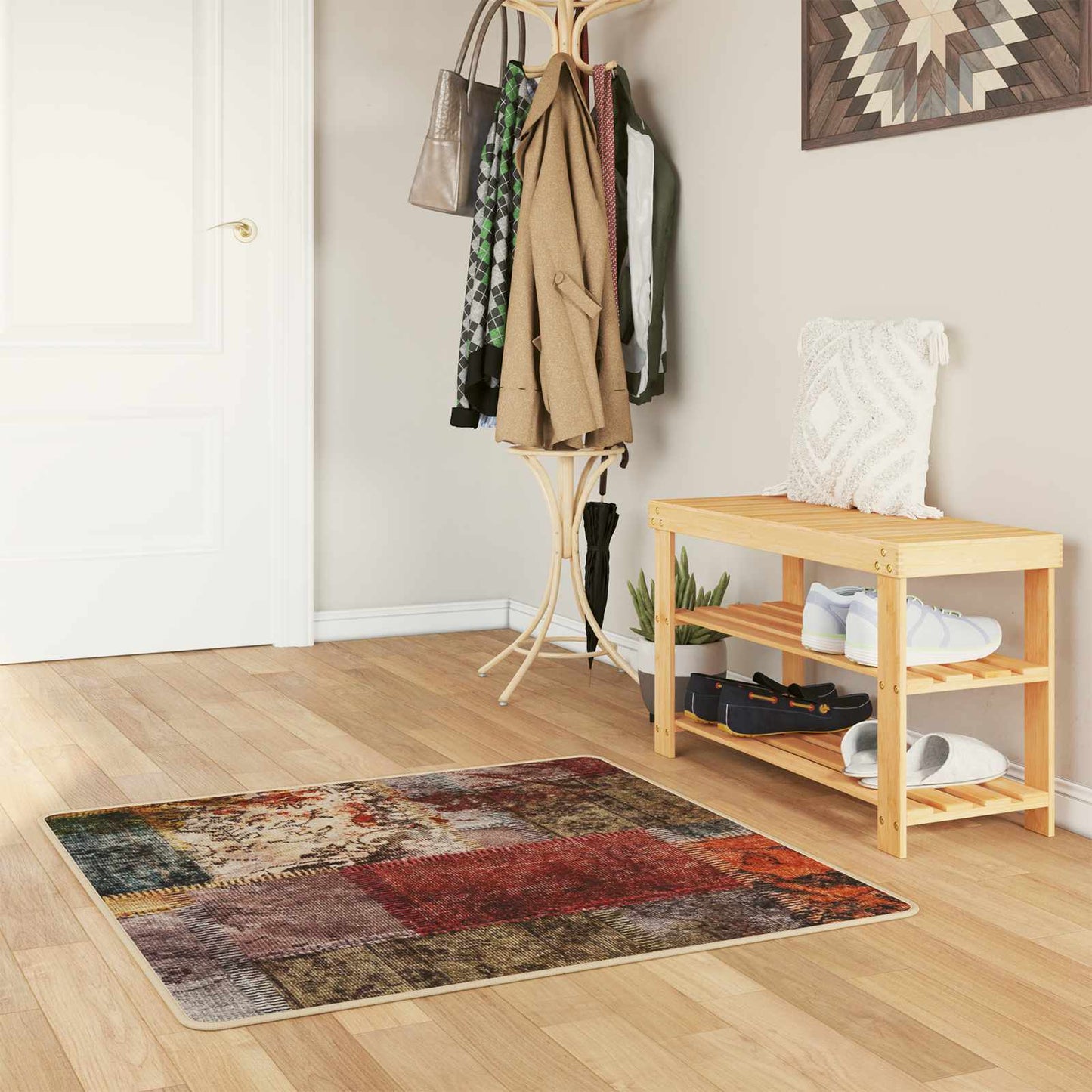 vidaXL Χαλί Runner MARSA Πολύχρωμο 100 x 100 cm Πολυέστερ και PVC