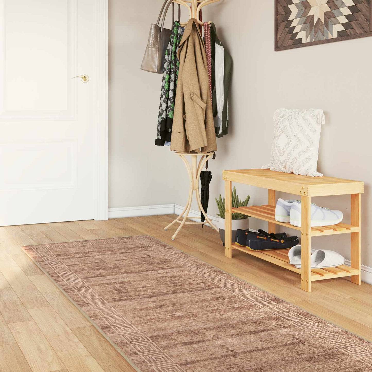 vidaXL Χαλί Runner MARSA Λευκός 100 x 250 cm Πολυέστερ και PVC