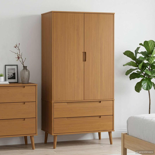 vidaXL Ντουλάπι MOLDE Καραμέλα 90 x 55 x 175 εκ Μασίφ Ξύλο Πεύκου