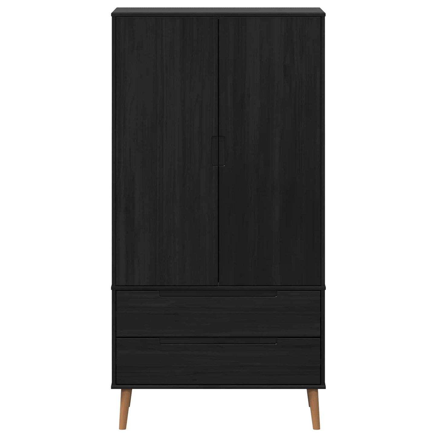 vidaXL Ντουλάπι MOLDE Μαύρο 90 x 55 x 175 εκ Μασίφ Ξύλο Πεύκου