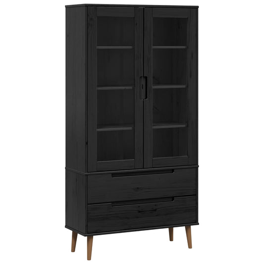 vidaXL Γυάλινη Βαθιά Ντουλάπα Μαύρο 90 x 35 x 175 εκ