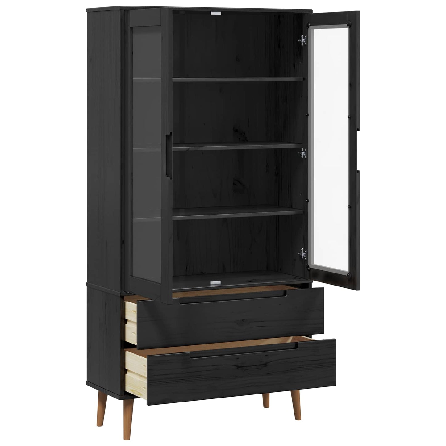 vidaXL Γυάλινη Βαθιά Ντουλάπα Μαύρο 90 x 35 x 175 εκ