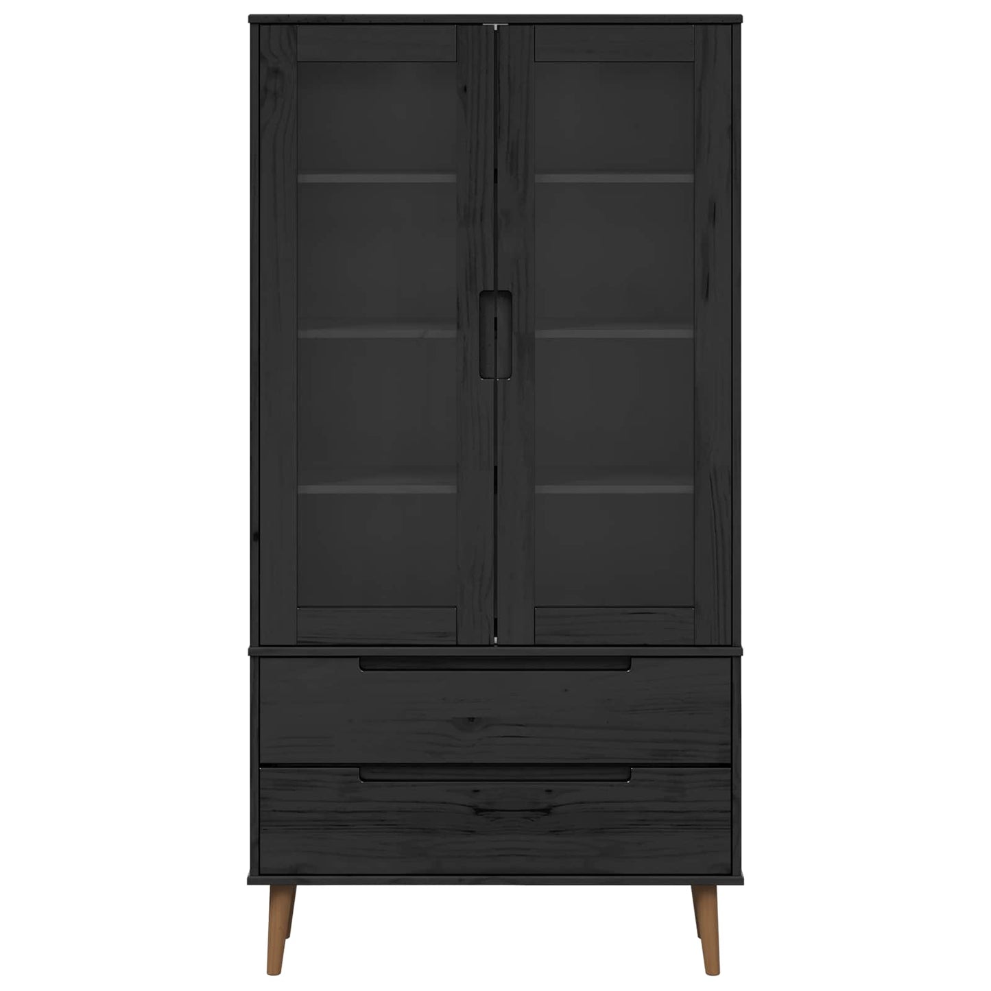 vidaXL Γυάλινη Βαθιά Ντουλάπα Μαύρο 90 x 35 x 175 εκ