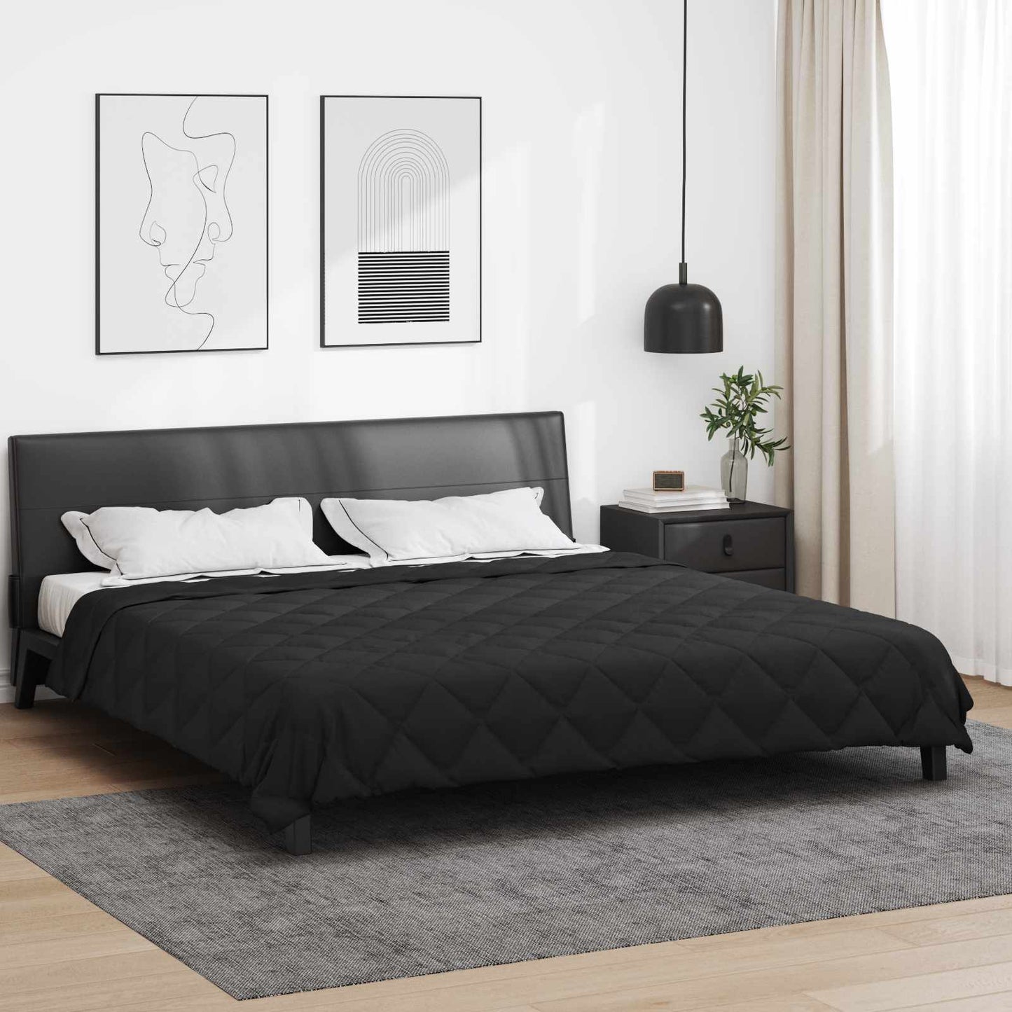 vidaXL Κουβέρτα ολόκληρου του χρόνου Μαύρο 200 x 240 cm Μικροΐνες