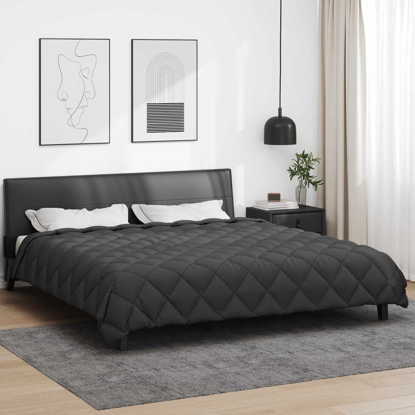 vidaXL Χειμερινό Παπλωματοθήκη Ανθρακί 220 x 200 εκ Μικροΐνες