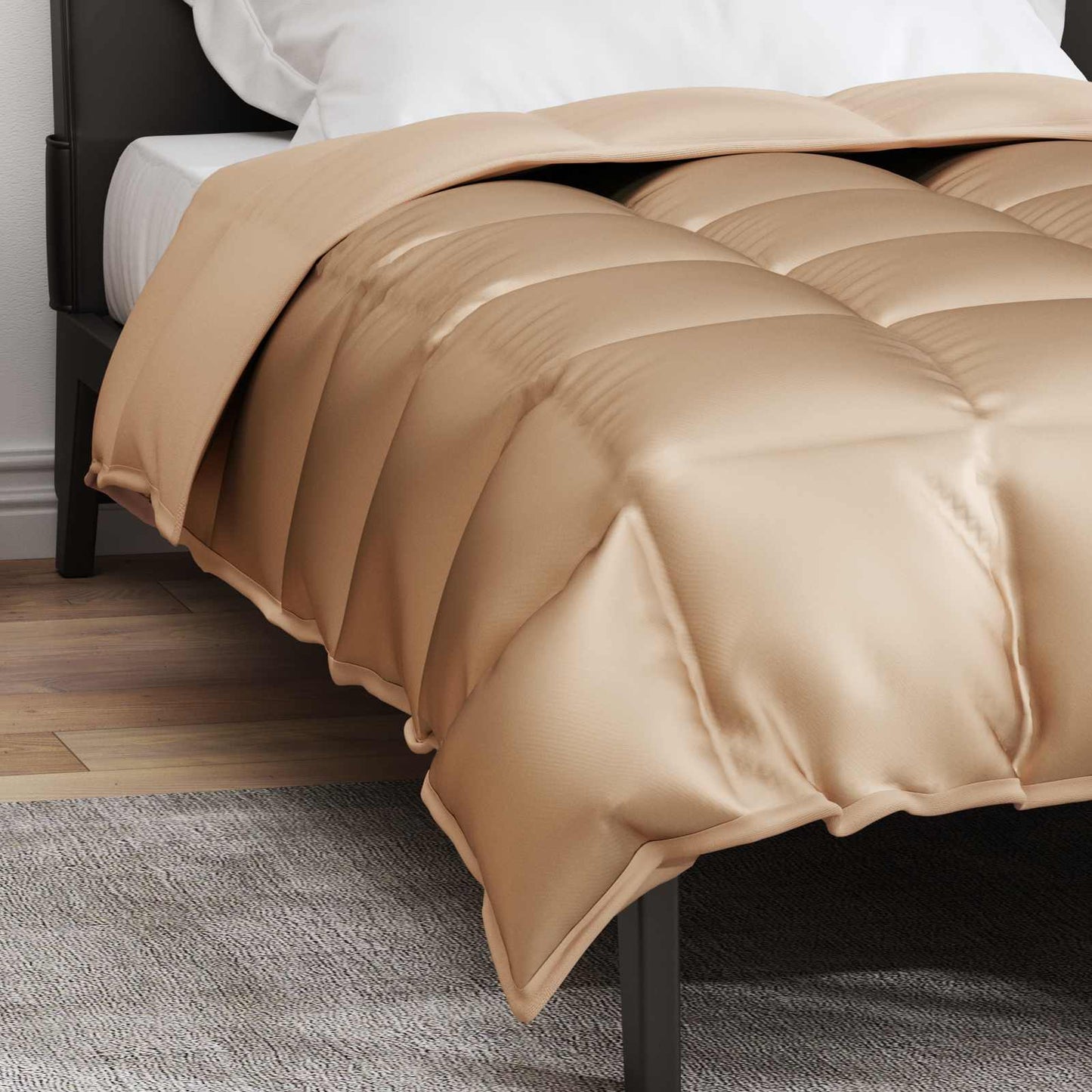 vidaXL Χειμερινό Παπλωματοθήκη Χρυσό 135 x 200 cm Σατέν και Μικροΐνες