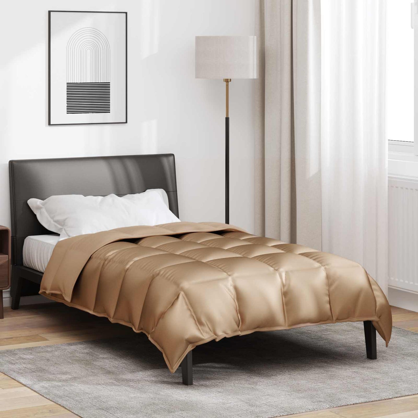 vidaXL Χειμερινό Παπλωματοθήκη Χρυσό 135 x 200 cm Σατέν και Μικροΐνες
