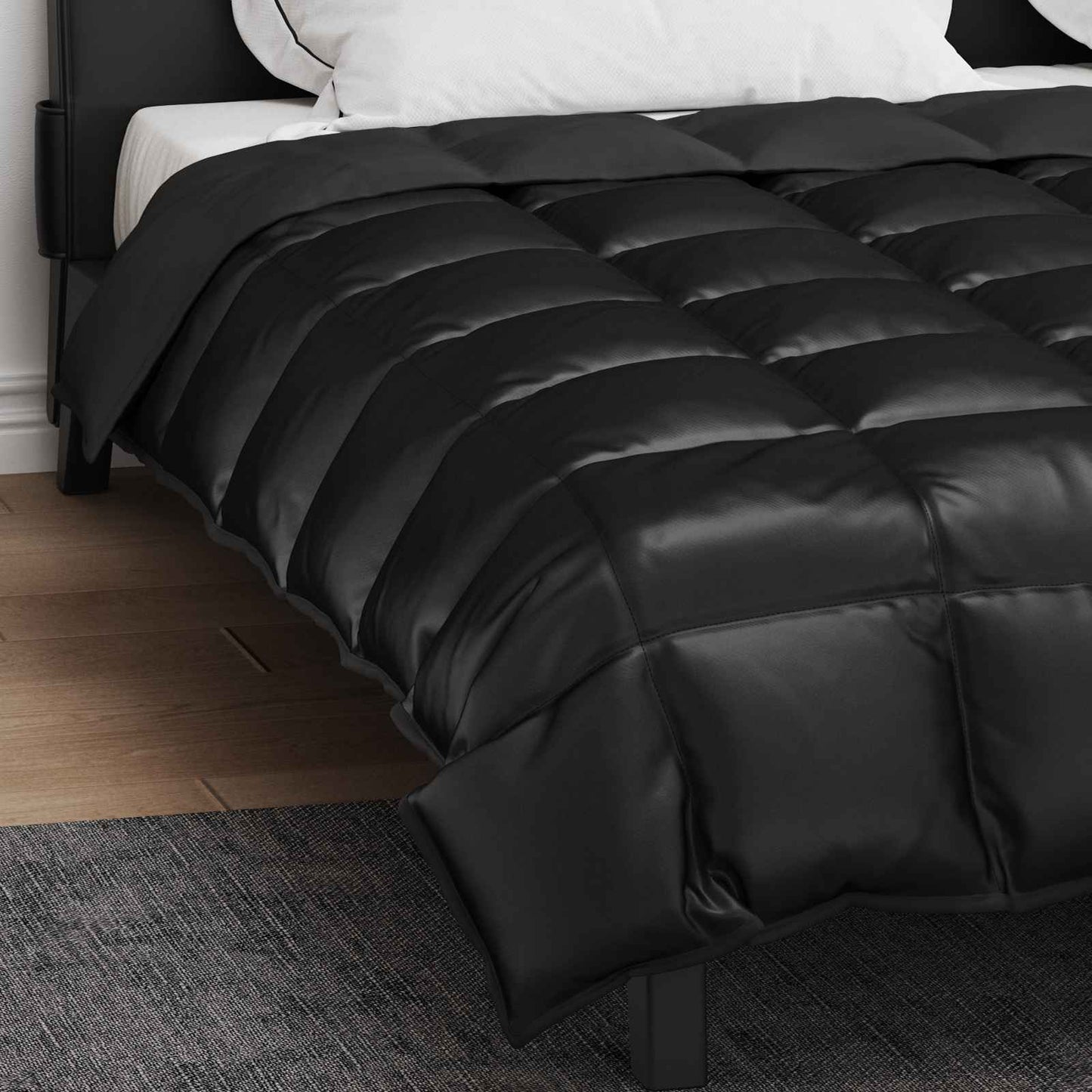 vidaXL Χειμερινό Παπλωματοθήκη Μαύρο 200 x 240 cm Σατέν και Μικροΐνες