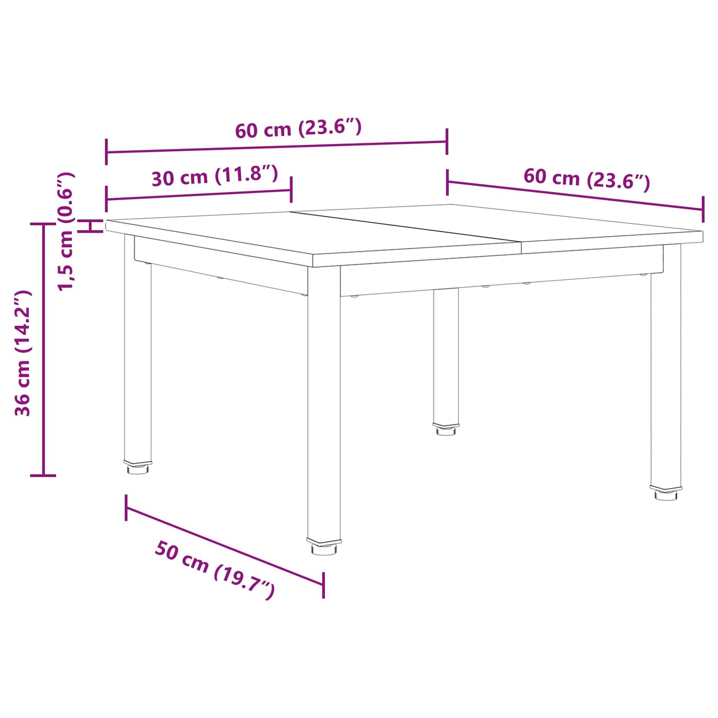 vidaXL Τραπεζάκι σαλονιού Παλιό ξύλο 60 x 60 x 36 cm