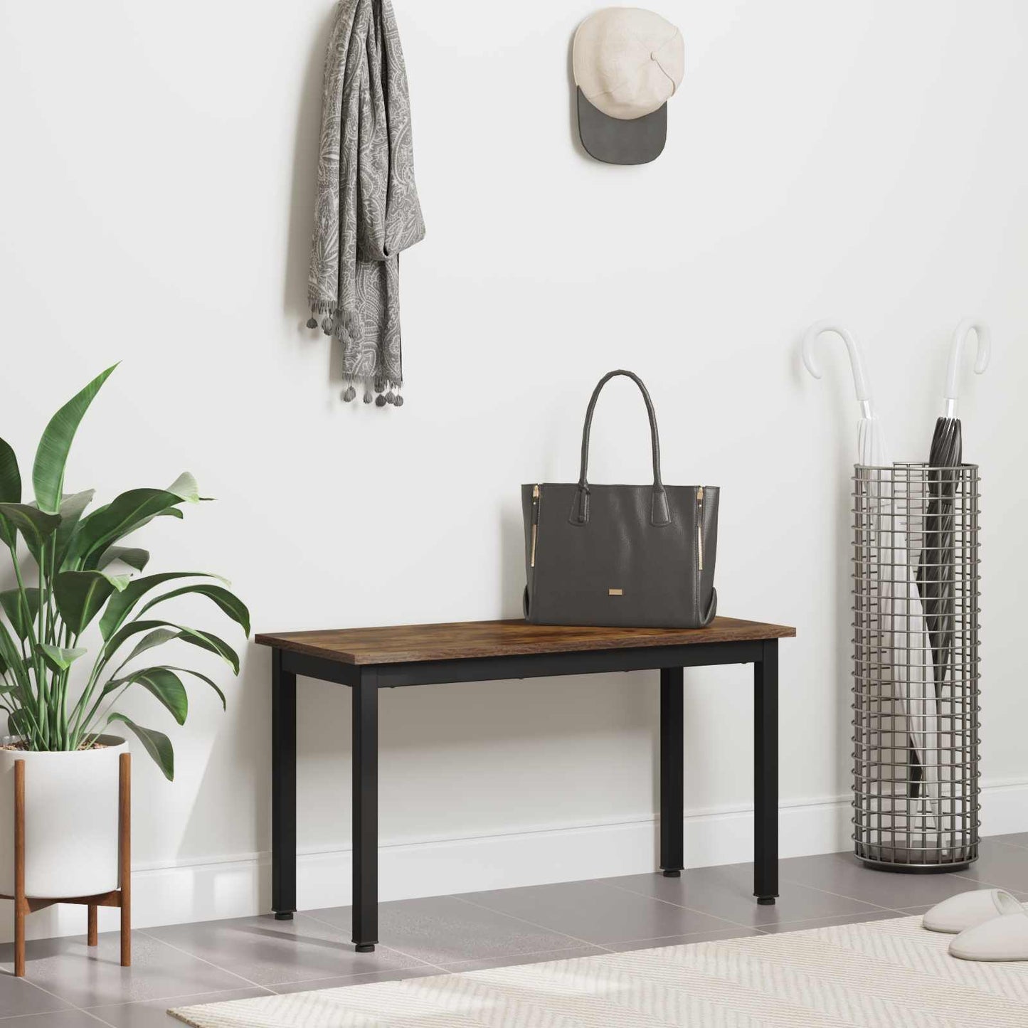 vidaXL παγκάκι Καπνιστό Δρύς 80 x 35 x 45 cm Επεξεργασμένο ξύλο