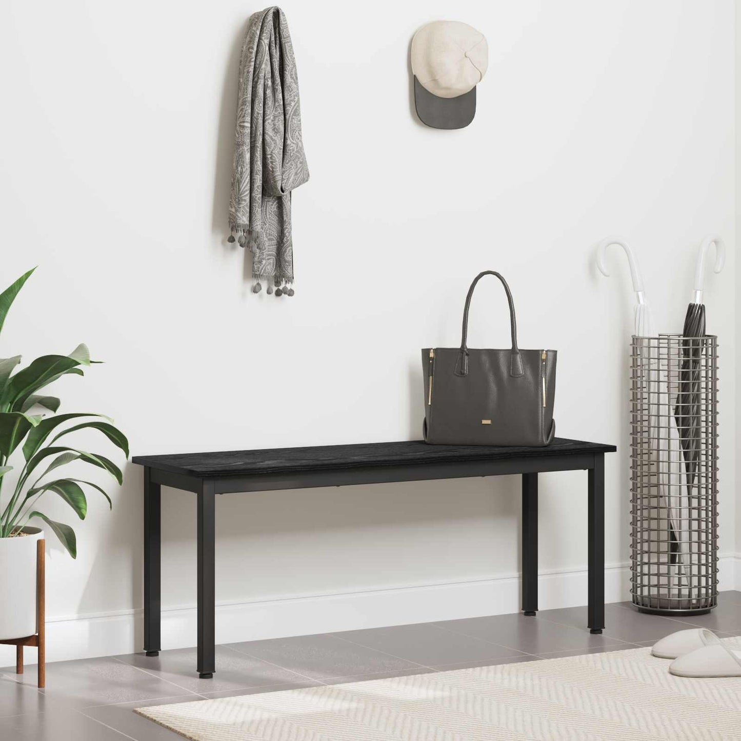 vidaXL παγκάκι Μαύρη Οξυά 110 x 35 x 45 cm Επεξεργασμένο ξύλο