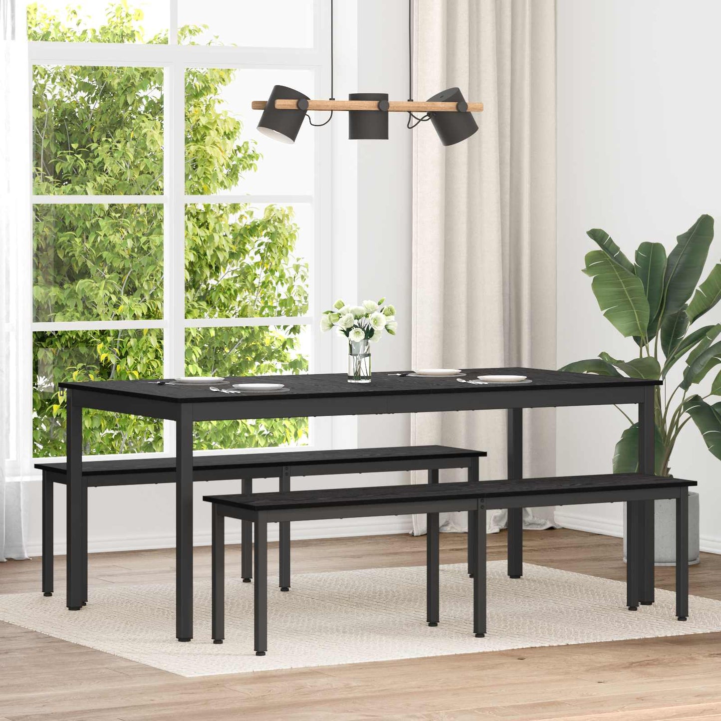 vidaXL παγκάκι Μαύρη Οξυά 160 x 35 x 45 cm Επεξεργασμένο Ξύλο