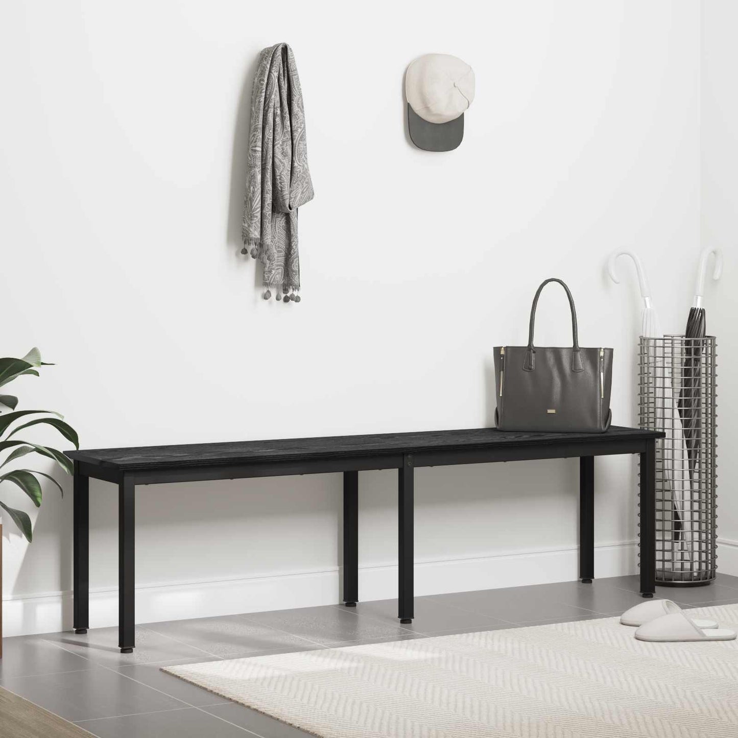vidaXL παγκάκι Μαύρη Οξυά 160 x 35 x 45 cm Επεξεργασμένο Ξύλο