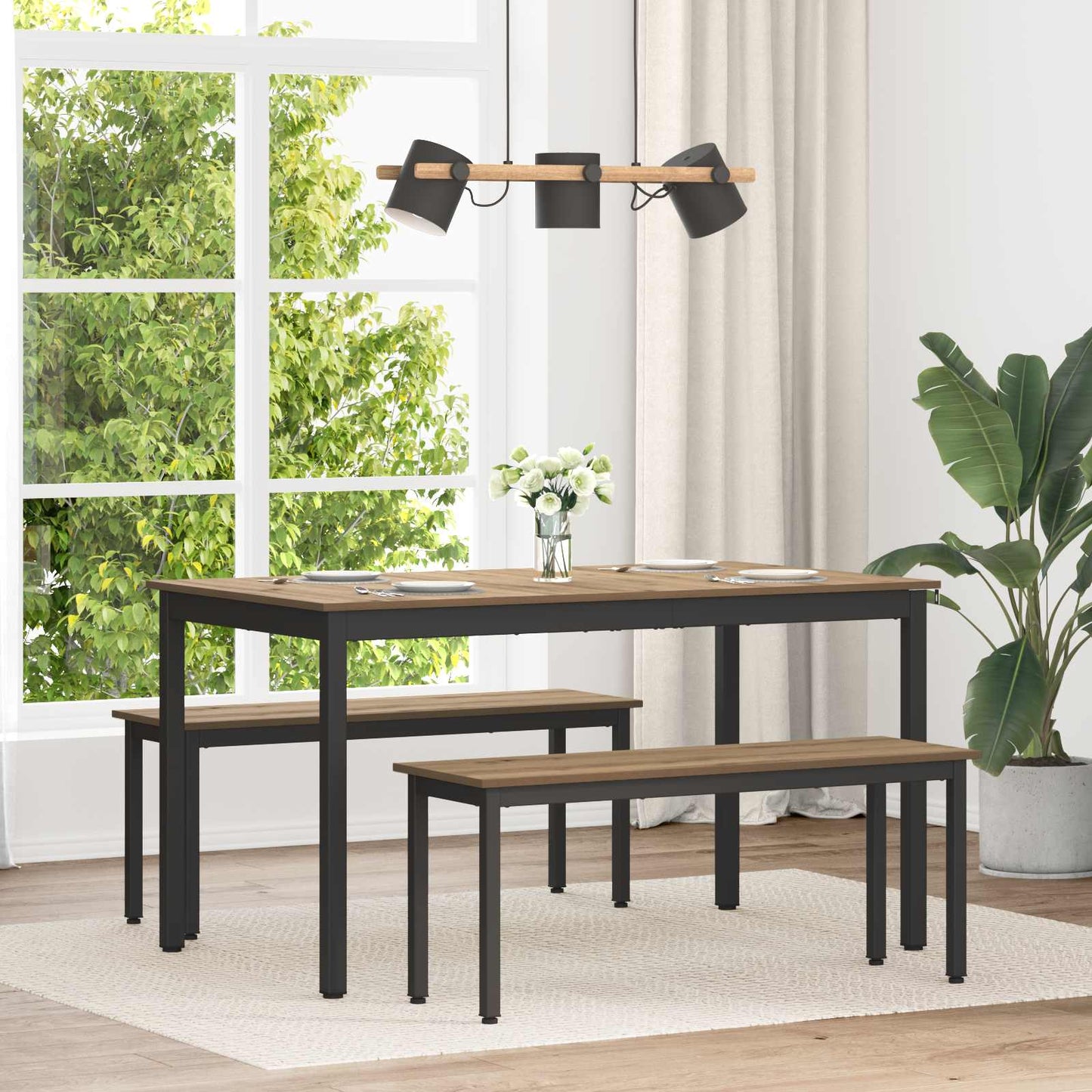 vidaXL Τραπεζαρίες 140 x 80 x 75 cm Επεξεργασμένο Ξύλο Artisan Δρυς