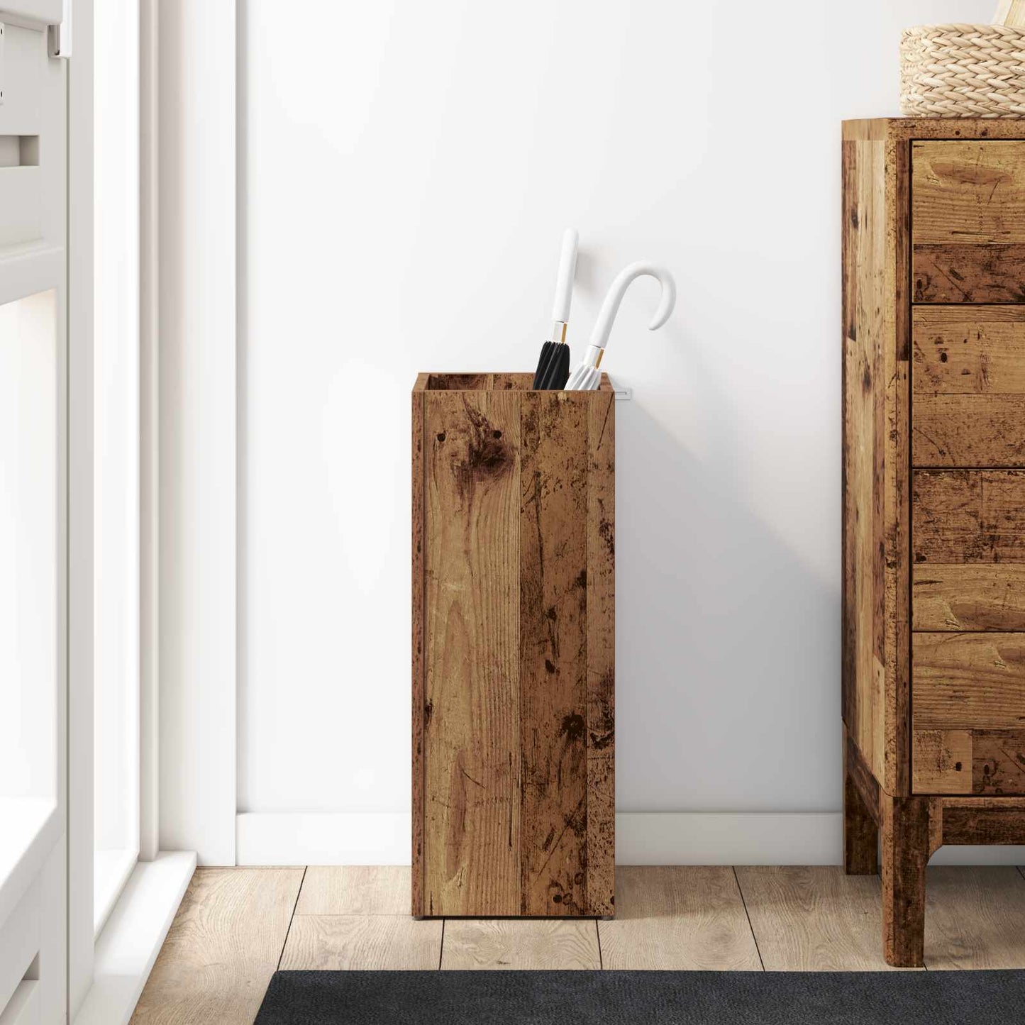 vidaXL Σχέδιο & βάση αποθήκευσης Παλιό ξύλο 25 x 24,5 x 64 εκ.