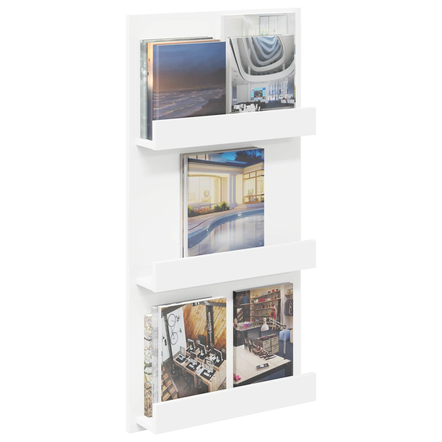 vidaXL Ράφι Περιοδικών Λευκό 51 x 11 x 102 εκ Επεξεργασμένο ξύλο