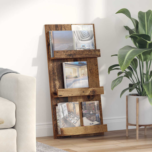 vidaXL Ράφι Περιοδικών Παλιό ξύλο 51 x 11 x 102 εκ Επεξεργασμένο ξύλο
