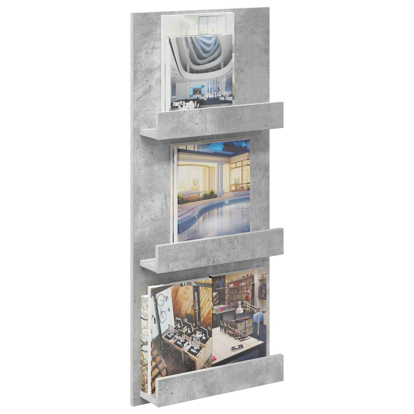 vidaXL Ράφι Περιοδικών με ράφι Σκυρόδεμα Γκρι 51 x 11 x 102 εκ